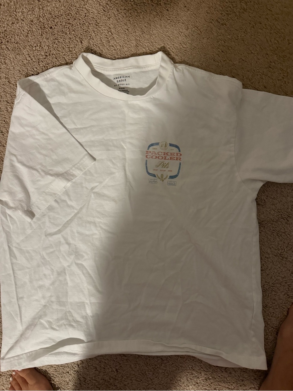 White Graphic Pocket-Print Tee - Packer Cooler Design